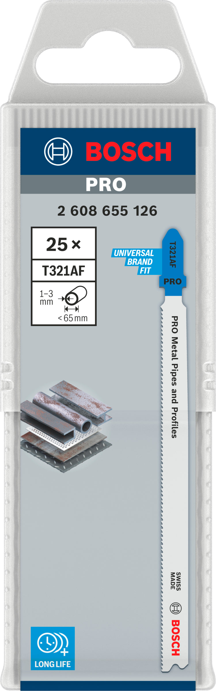Bosch accessoires pro tuyaux et profilés métalliques lame de scie sauteuse t321af | 132 mm | 25 pièces - 2608655126
