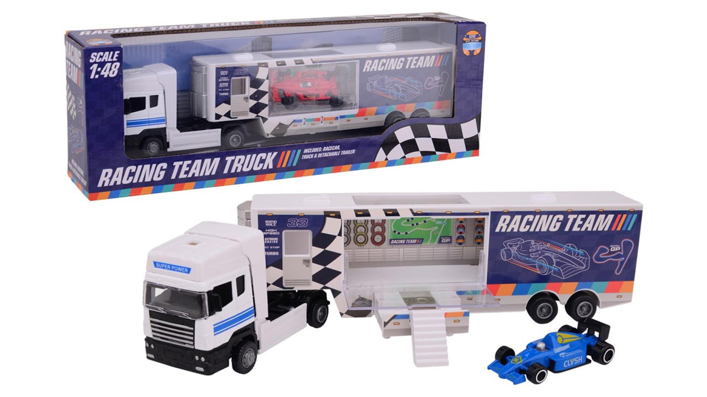 Camion d'équipe de course avec Die Cast Racenauto