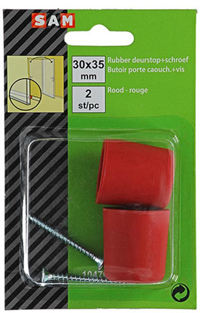 Mack 1047653 - butée de porte en caoutchouc + vis rouge 30 x 35 mm 2 pcs | 6 pièces