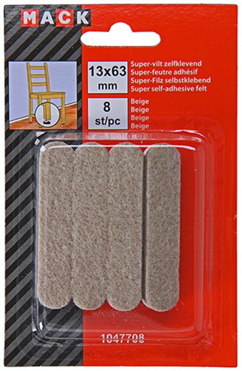 Mack 1047708 - super-feutre autocollant beige 13 x 63 mm 8 pcs | 12 pièces