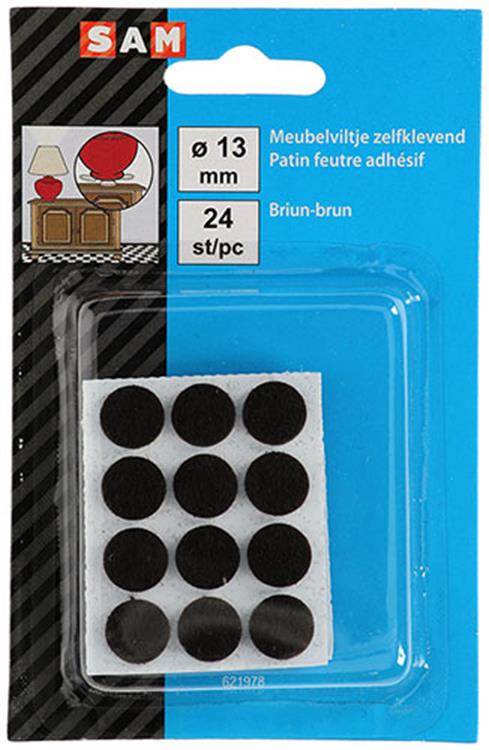Mack 1047664 - feutre pour meubles autocollant marron ø 13 mm 24 pcs | 12 pièces