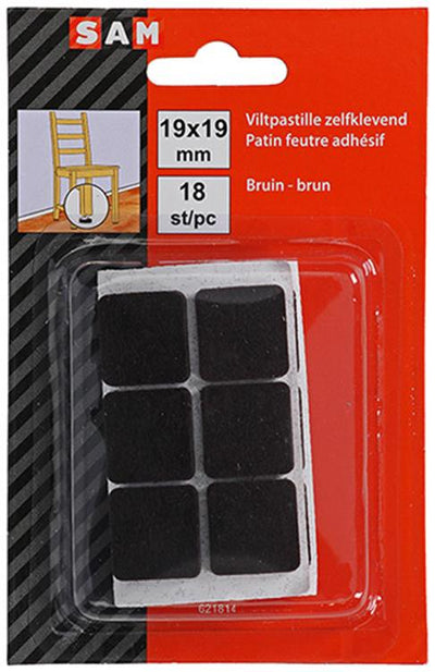 Mack 1047710 - pastille en feutre autocollante marron 19 x 19 mm 18 pcs | 12 pièces