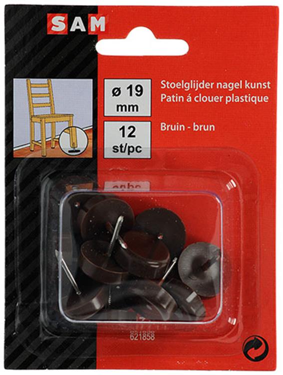 Mack 1047711 - clou planeur de chaise plastique marron ø 19 mm 12 pcs | 6 pièces