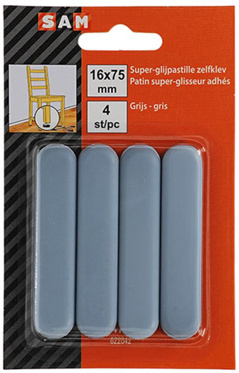 Mack 1047718 - pastille super coulissante autocollante gris 16 x 75 mm 4 pcs | 12 pièces