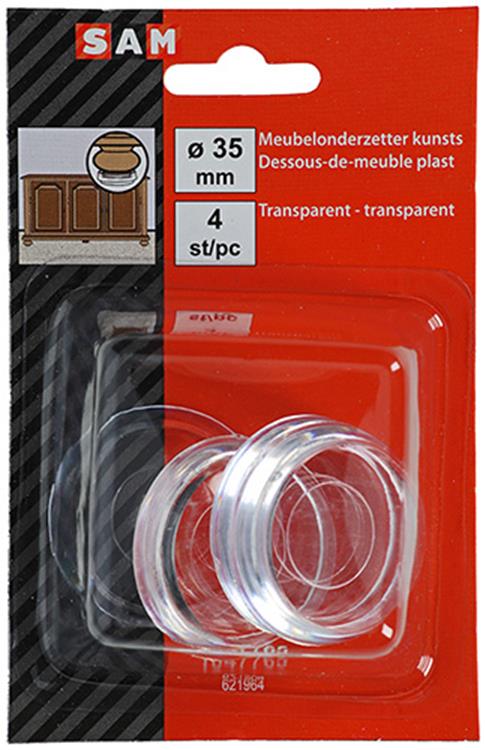 Mack 1047765 - dessous de verre pour meuble plastique transparent ø 35 mm 4 pcs | 6 pièces
