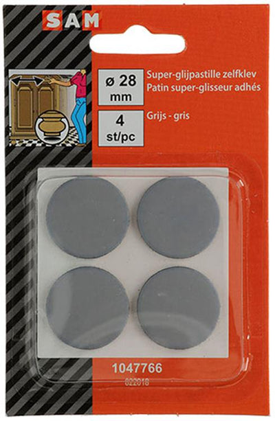 Mack 1047766 - pastille super coulissante autocollante gris ø 28 mm 4 pcs | 12 pièces