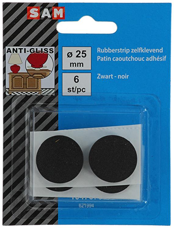 Mack 1047670 - bande de caoutchouc autocollante noir ø 25 mm 6 pcs | 12 pièces