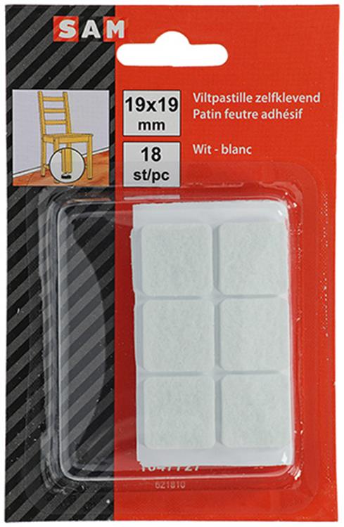Mack 1047727 - pastille en feutre autocollante blanc 19 x 19 mm 18 pcs | 12 pièces