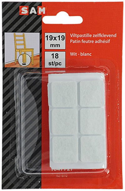 Mack 1047727 - pastille en feutre autocollante blanc 19 x 19 mm 18 pcs | 12 pièces