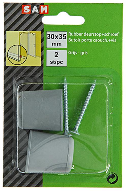 Mack 1047632 - butée de porte en caoutchouc + vis gris 30 x 35 mm 2 pcs | 6 pièces
