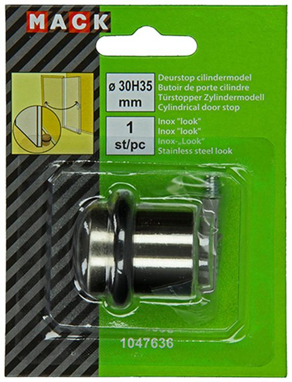Mack 1047636 - cylindre d'arrêt de porte modèle aspect acier inoxydable ø 30h35 mm 1 pièce pièce | 6 pièces