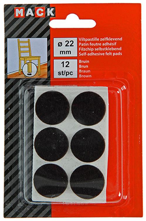 Mack 1047680 - pastille en feutre autocollante marron ø 22 mm 12 pcs | 12 pièces