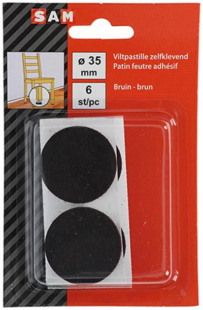 Mack 1047681 - pastille en feutre autocollante marron ø 35 mm 6 pcs | 12 pièces