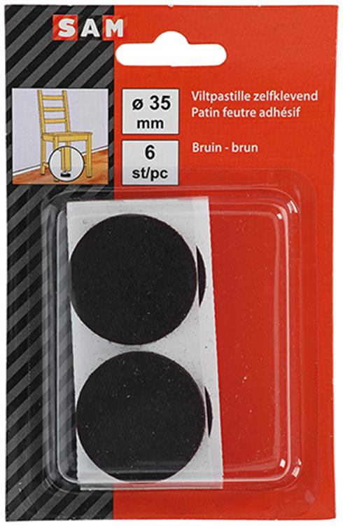 Mack 1047681 - pastille en feutre autocollante marron ø 35 mm 6 pcs | 12 pièces