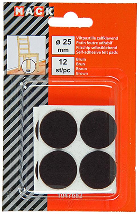 Mack 1047682 - pastille en feutre autocollante marron ø 25 mm 12 pcs | 12 pièces