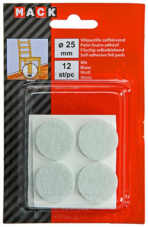 Mack 1047685 - pastille en feutre autocollante blanc ø 25 mm 12 pcs | 12 pièces