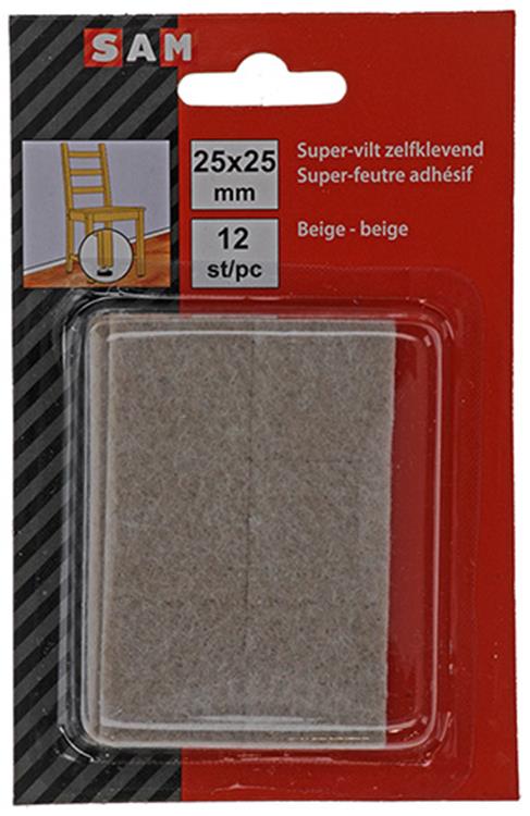 Mack 1047688 - super-feutre autocollant beige 25 x 25 mm 12 pcs | 12 pièces