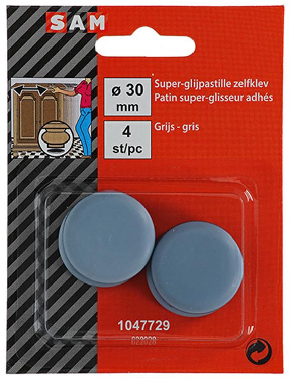 Mack 1047729 - pastille super coulissante autocollante gris ø 30 mm 4 pcs | 12 pièces