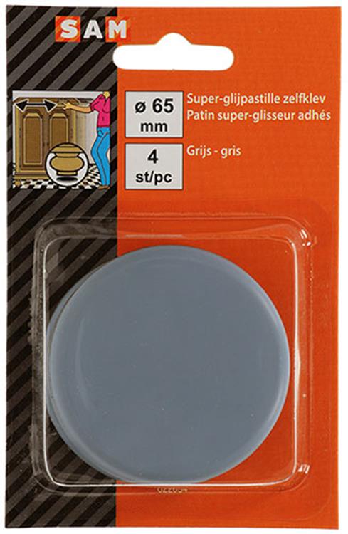 Mack 1047733 - pastille super coulissante autocollante gris ø 60 mm 4 pcs | 6 pièces