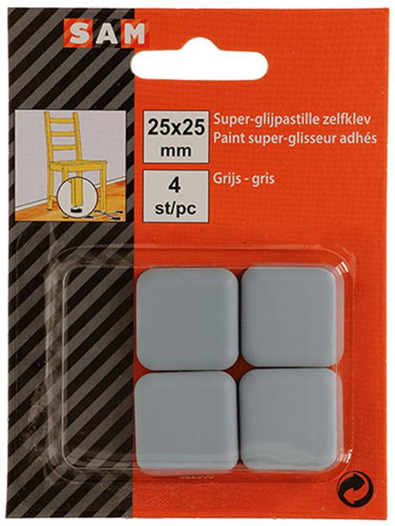 Mack 1047735 - pastille super coulissante autocollante gris 25 x 25 mm 4 pcs | 12 pièces