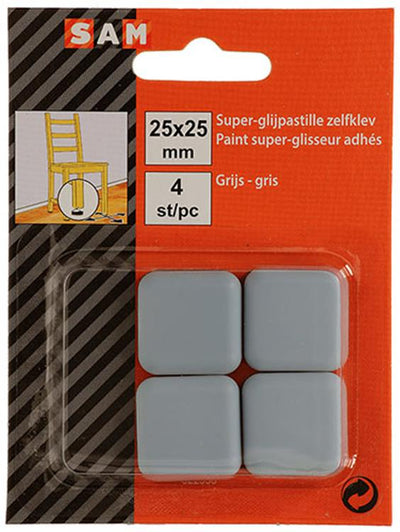 Mack 1047735 - pastille super coulissante autocollante gris 25 x 25 mm 4 pcs | 12 pièces