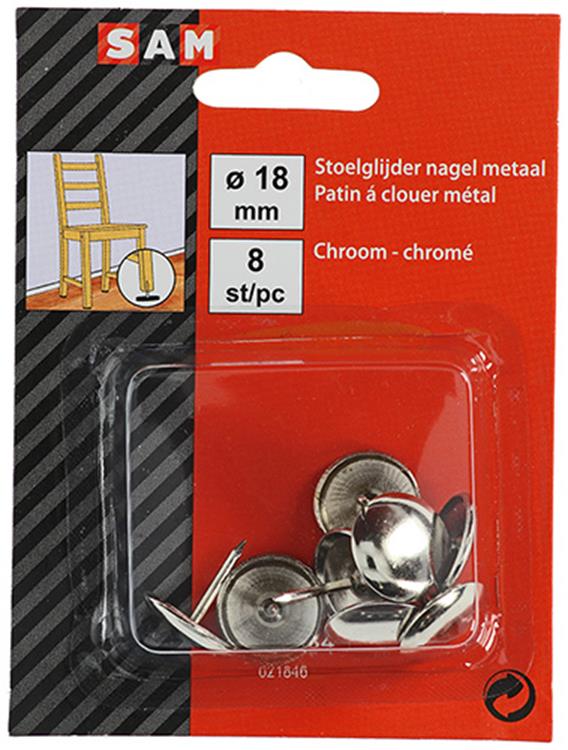 Mack 1047784 - clou planeur de chaise métal chromé ø 18 mm 8 pcs | 6 pièces
