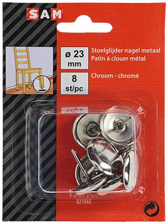 Mack 1047786 - 8pcs patin de chaise avec clou en métal 23mm | 6 pièces