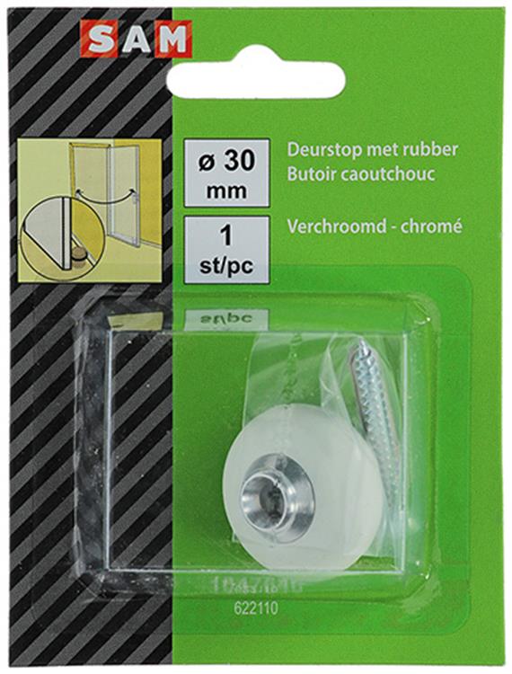 Mack 1047646 - butée de porte avec caoutchouc chromé ø 30 mm 1 pièce pièce | 6 pièces