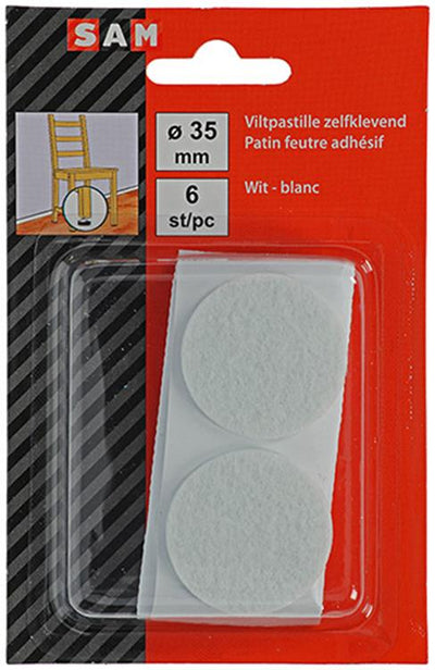 Mack 1047690 - pastille en feutre autocollante blanc ø 35 mm 6 pcs | 12 pièces