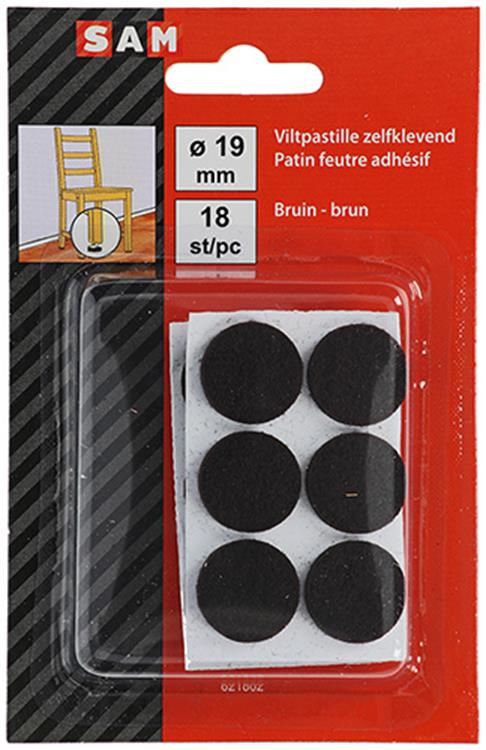 Mack 1047691 - pastille en feutre autocollante marron ø 19 mm 18 pcs | 12 pièces