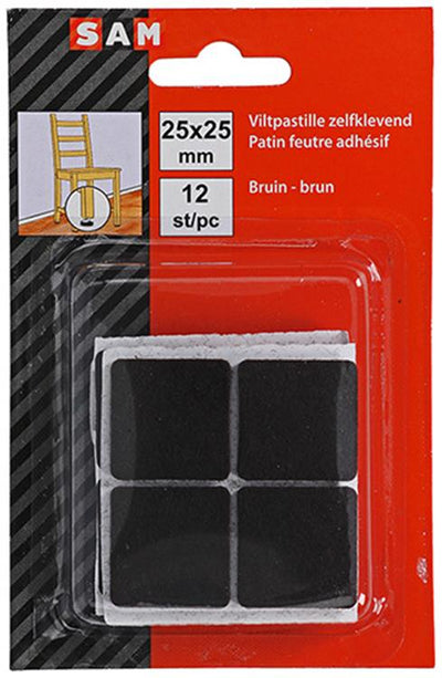 Mack 1047695 - pastille en feutre autocollante marron 25 x 25 mm 12 pcs | 12 pièces