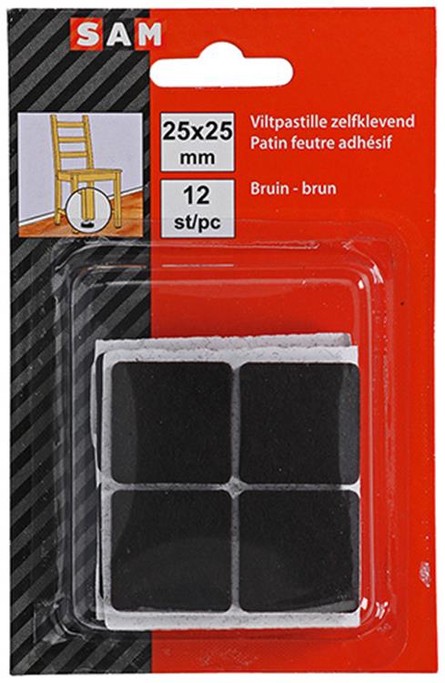 Mack 1047695 - pastille en feutre autocollante marron 25 x 25 mm 12 pcs | 12 pièces