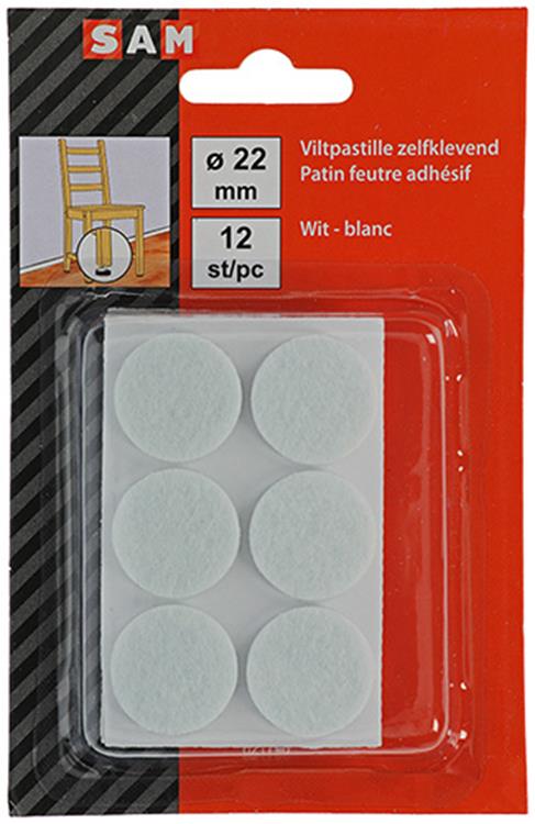 Mack 1047697 - pastille en feutre autocollante blanc ø 22 mm 12 pcs | 12 pièces