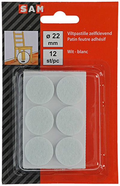 Mack 1047697 - pastille en feutre autocollante blanc ø 22 mm 12 pcs | 12 pièces