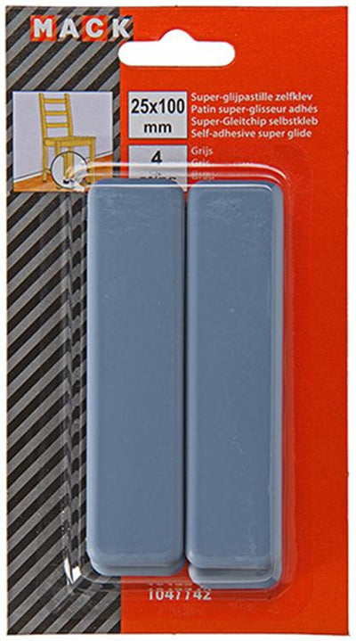 Mack 1047742 - pastille super coulissante autocollante gris 25 x 100 mm 4 pcs | 12 pièces