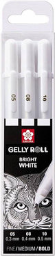 Sakura • stylo gel gelly roll 05, 08 10 blanc 3 pièces