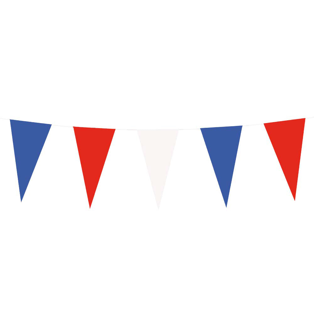 Ligne de drapeau en papier bleu blanc rouge, 10mtr.