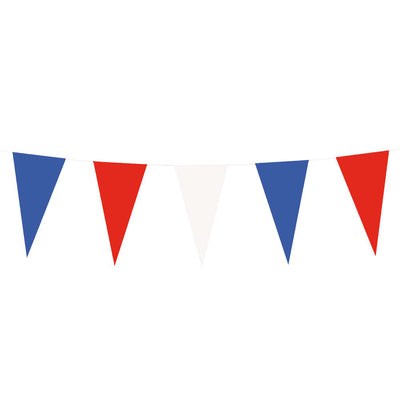 Ligne de drapeau en papier bleu blanc rouge, 10mtr.