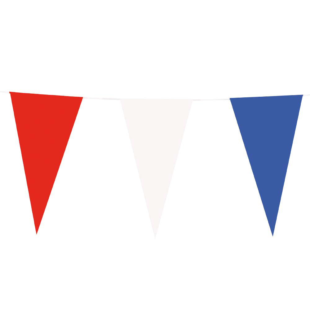 Ligne de drapeau en papier bleu blanc rouge, 10mtr.
