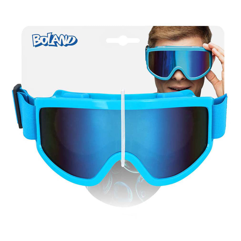 Boland party lunettes de ski bleu fluo