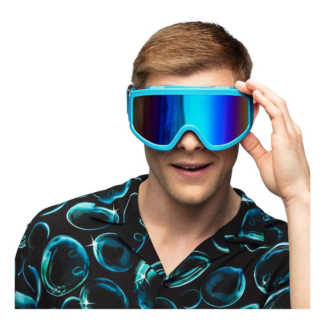 Boland party lunettes de ski bleu fluo