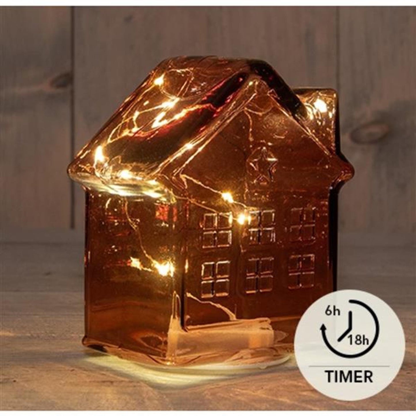 Anna's collection maison led verre bordeaux h14cm