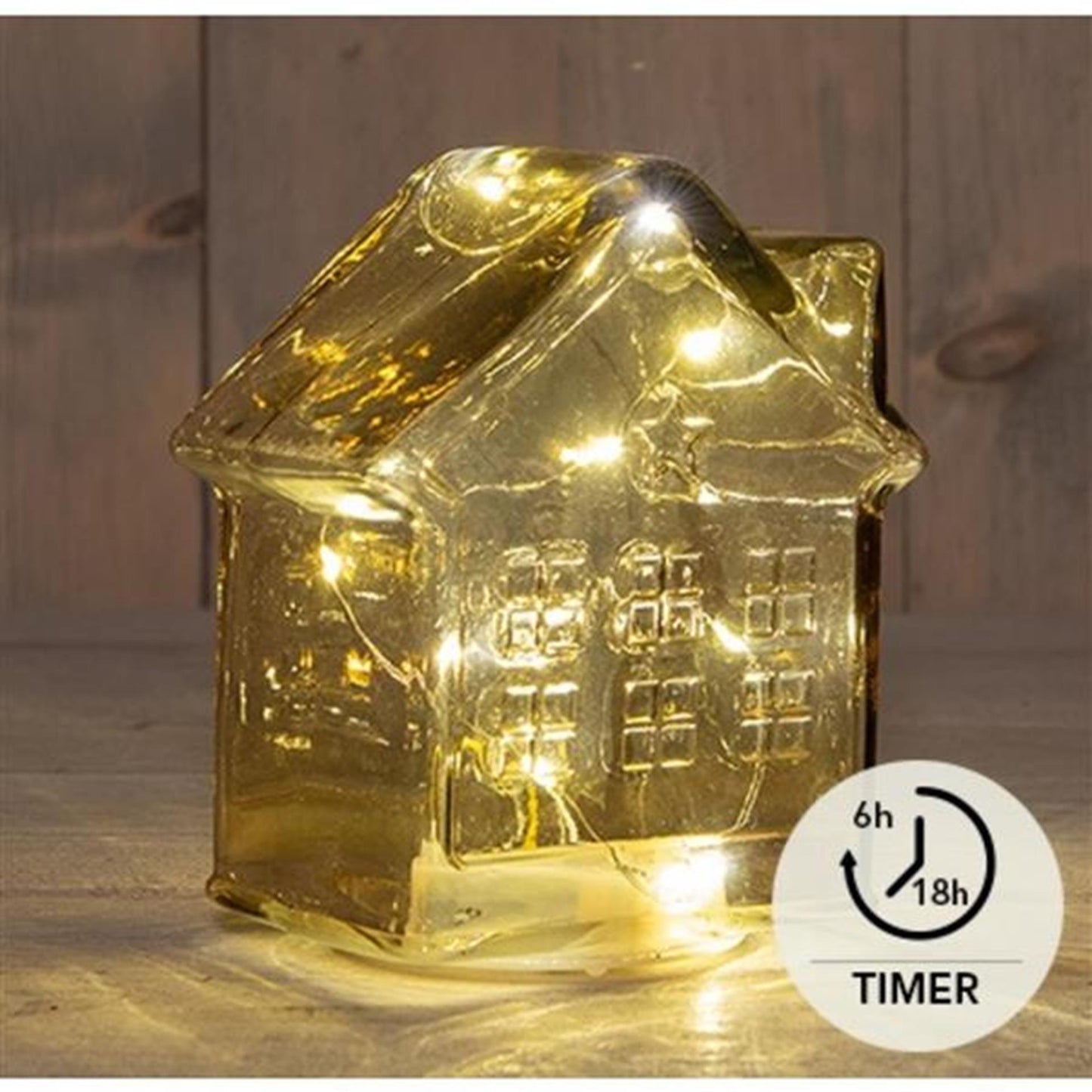 Anna's collection maison led verre ambre h14cm