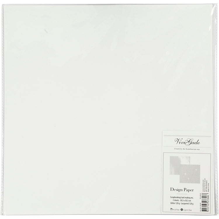 Papier design Vivi Gade, feuille 30,5x30,5 cm, 120+128 gr, blanc, 2 feuilles 1 boîte
