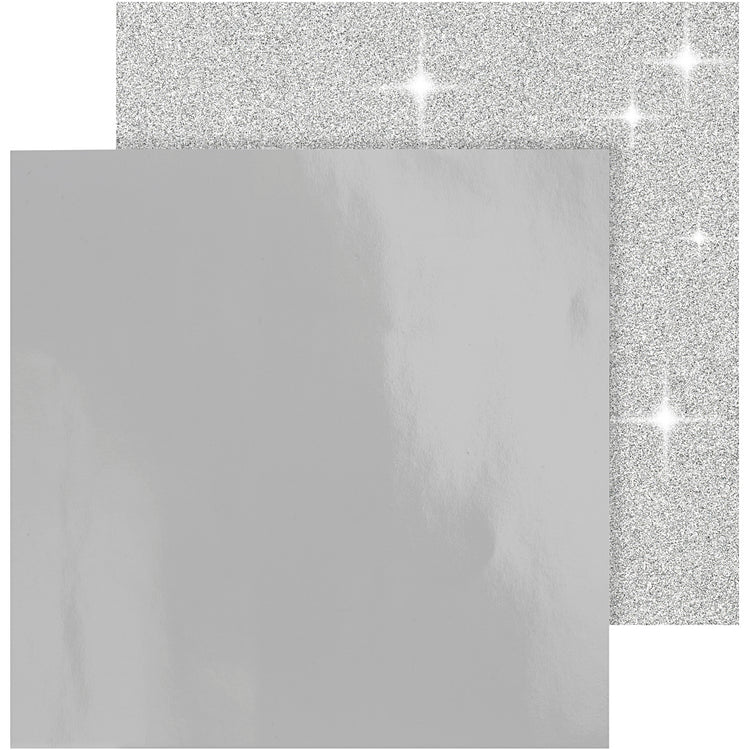 Papier design Vivi Gade, feuille 30,5x30,5 cm, 120+128 gr, argent, 2 feuilles 1 boîte