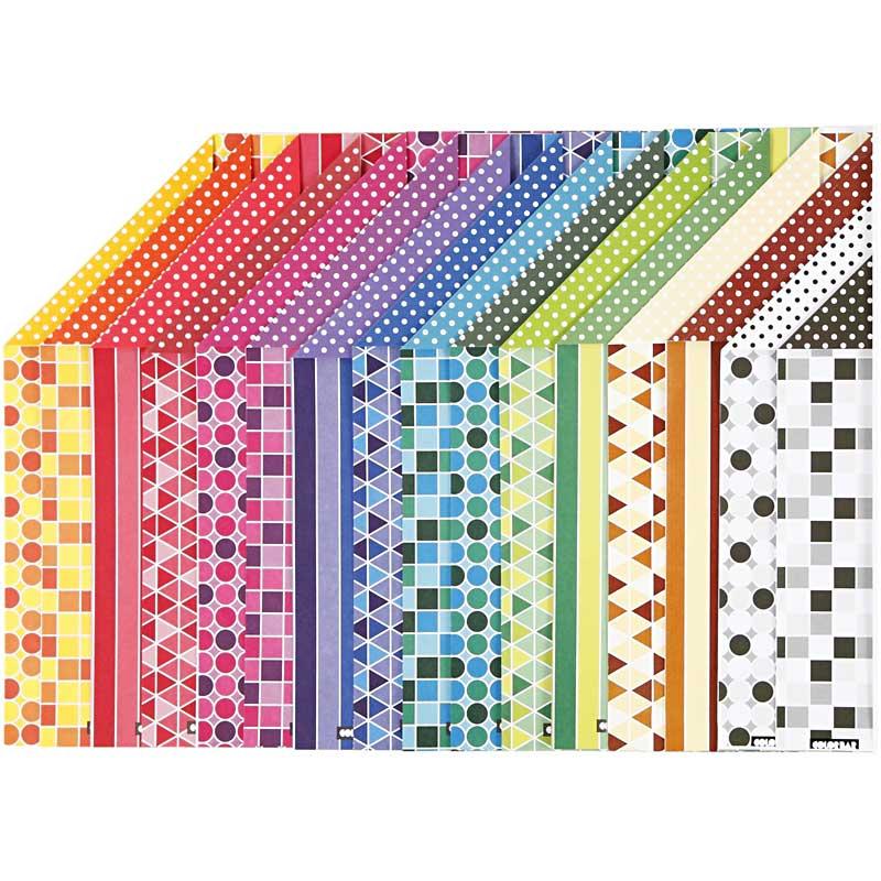 Carton à barres de couleur Creativ company, a4, feuille 210x297 mm, 250 gr, 16 feuilles diverses 1 boîte