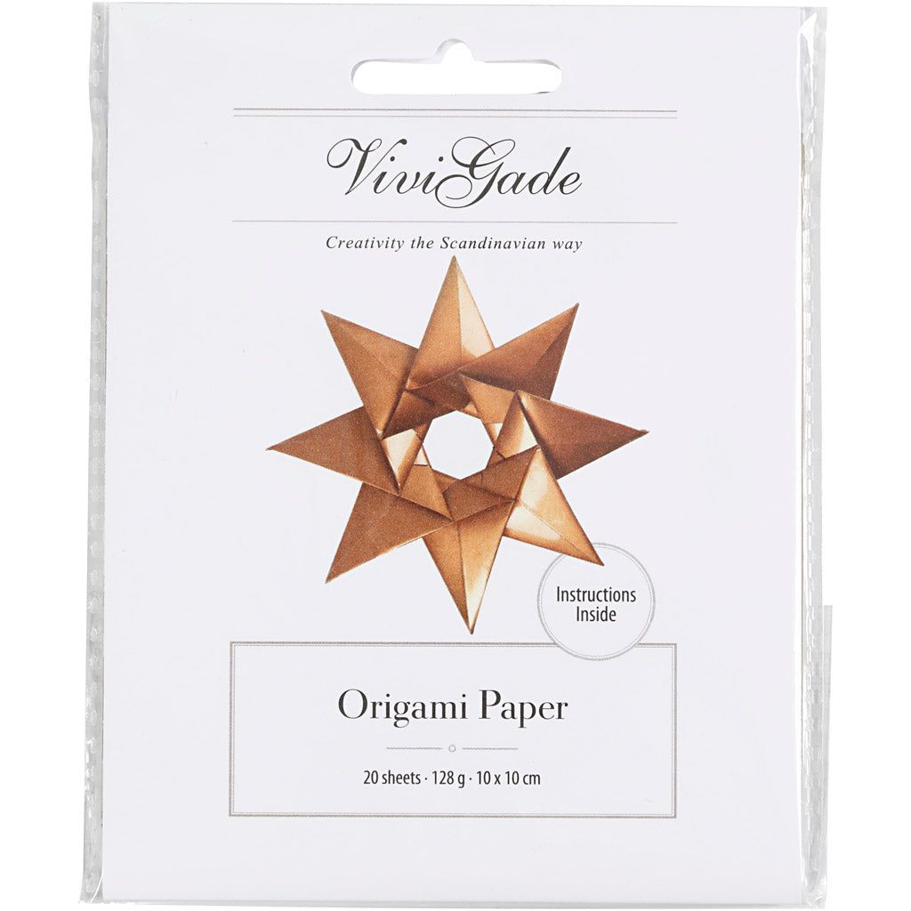 Papier origami Vivi gade, format 10x10 cm, 128 gr, or, 20 feuilles 1 boîte