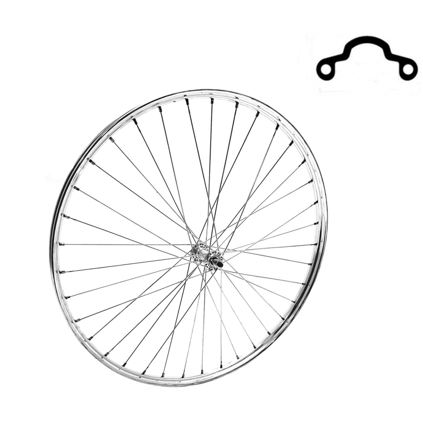 Roue avant 28x1 1 2 Aluminium profil Westwood poli, moyeu avant en aluminium, rayons 13