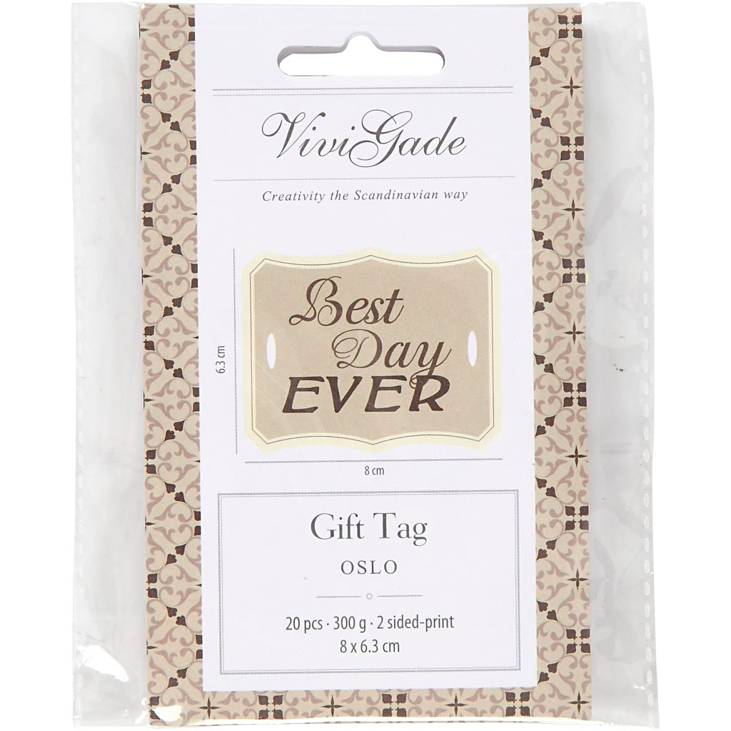 Étiquettes Vivi Gade, format 8x6,3 cm, 300 g, 20 pièces, 1 boîte