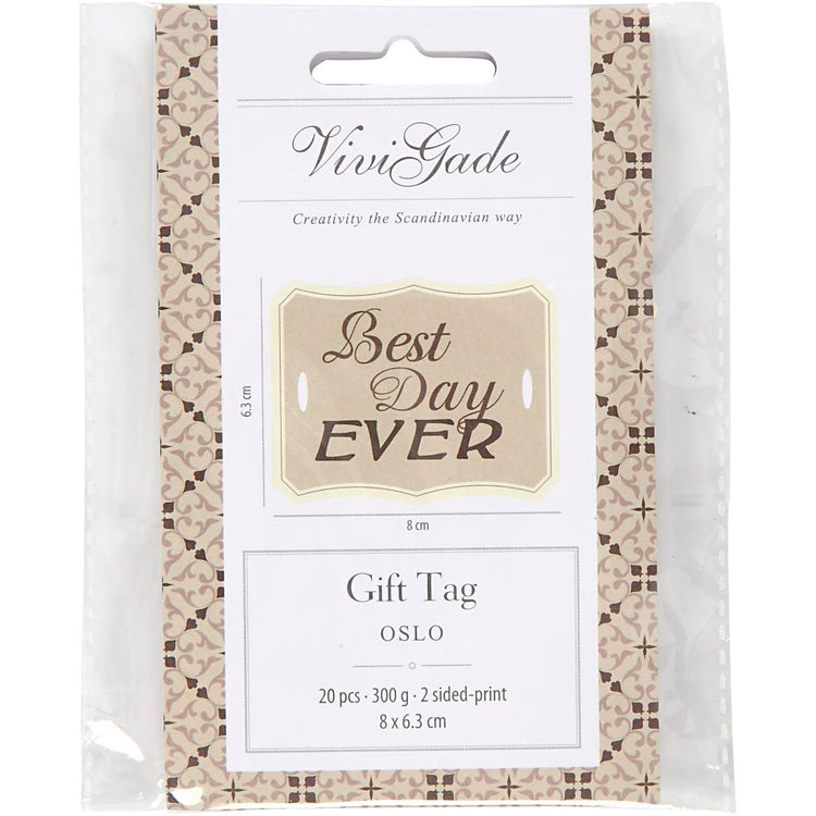 Étiquettes Vivi Gade, format 8x6,3 cm, 300 g, 20 pièces, 1 boîte